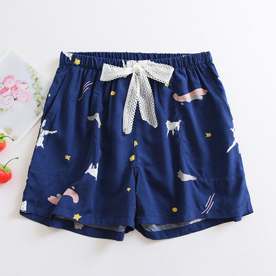 Fdfklak εμπριμέ φρέσκο καλοκαιρινό παντελόνι πιτζάμα Γυναικείο βαμβακερό σορτς από ρεγιόν για το σπίτι Φορέστε παντελόνι ύπνου με φιόγκο Γλυκά κορίτσια έξω