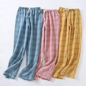 Fdfklak kevadsügis uus paar pidžaama meeste magamisasemed puhtast puuvillast ruuduline pidžaamapüksid kodukandmiseks püksid lahtised M-XXL