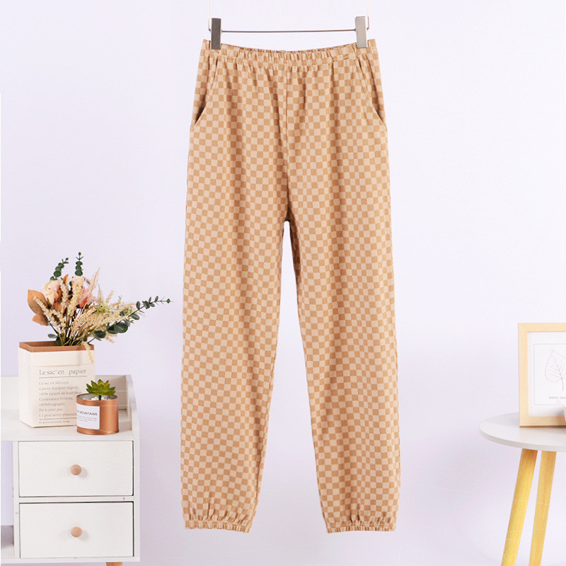 Pantaloni de femeie, primăvară, toamnă, subțiri, catifea, pantaloni, pantaloni largi, sport acasă, pantaloni de pijama în carouri la modă