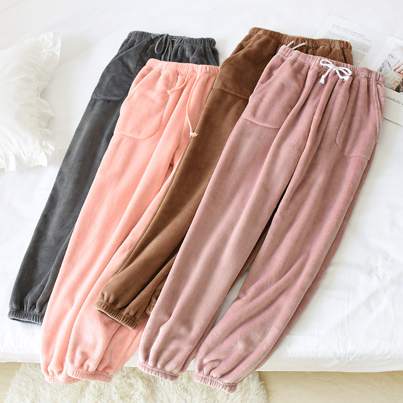 Fdfklak sügistalvised naiste flanellpüksid soojad pidžaamad püksid M-XXL suures sügises koduriided salongirõivad, magamisriided