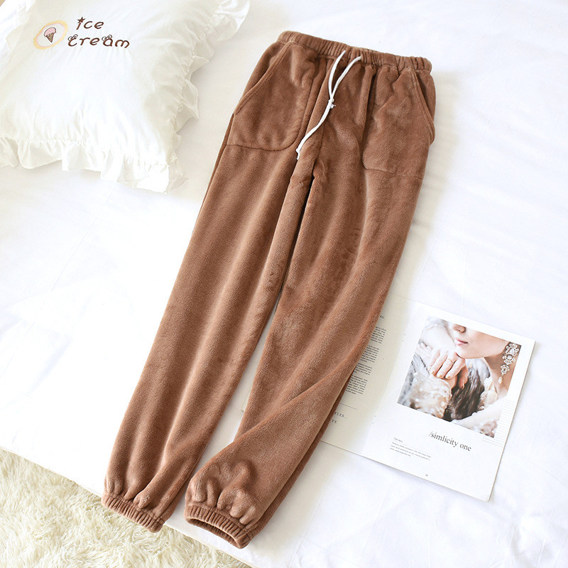 Fdfklak sügistalvised naiste flanellpüksid soojad pidžaamad püksid M-XXL suures sügises koduriided salongirõivad, magamisriided
