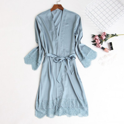 Jerrinut Silk Robe Νυχτικό Καλοκαιρινό φόρεμα με δαντέλα Νυχτερινό φόρεμα Sleepwear Nightie Homewear ML XL 2XL Εσώρουχα μπουρνούζι