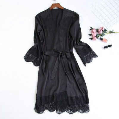 Jerrinut Silk Robe Νυχτικό Καλοκαιρινό φόρεμα με δαντέλα Νυχτερινό φόρεμα Sleepwear Nightie Homewear ML XL 2XL Εσώρουχα μπουρνούζι