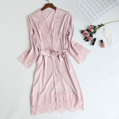 Jerrinut Silk Robe Νυχτικό Καλοκαιρινό φόρεμα με δαντέλα Νυχτερινό φόρεμα Sleepwear Nightie Homewear ML XL 2XL Εσώρουχα μπουρνούζι