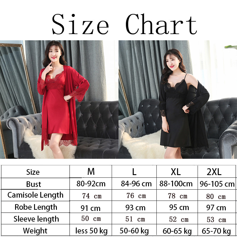 Jerrinut Silk Robe Νυχτικό Καλοκαιρινό φόρεμα με δαντέλα Νυχτερινό φόρεμα Sleepwear Nightie Homewear ML XL 2XL Εσώρουχα μπουρνούζι