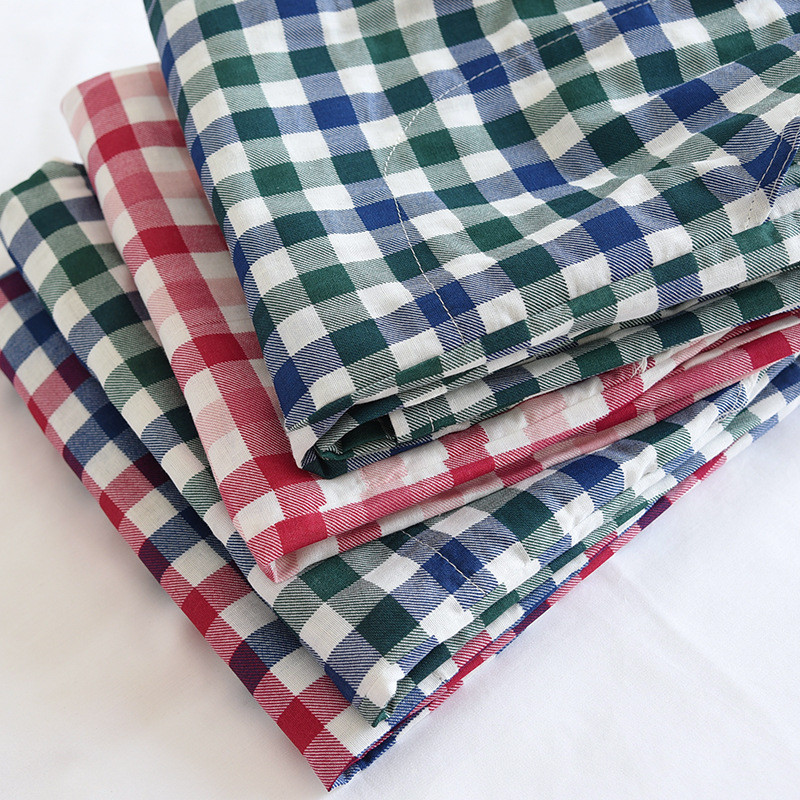 Fdfklak Pantaloni de pijama pentru cupluri din tifon de bumbac, primăvară, toamnă, vară, subțiri, în carouri, pantaloni acasă, îmbrăcăminte de noapte, pantaloni pentru femei și bărbați