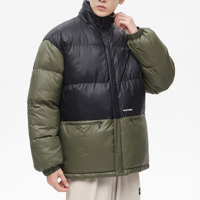 Άνδρες και γυναίκες με το ίδιο φθινόπωρο και το χειμώνα καθαρό χρώμα Απλό φερμουάρ Φαρδύ κοντό παλτό φούτερ Αντιανεμικό μπουφάν με κουκούλα