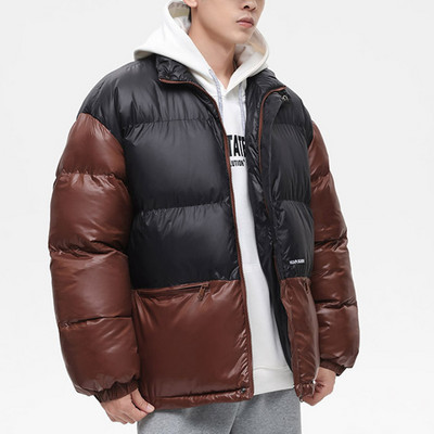 Άνδρες και γυναίκες με το ίδιο φθινόπωρο και το χειμώνα καθαρό χρώμα Απλό φερμουάρ Φαρδύ κοντό παλτό φούτερ Αντιανεμικό μπουφάν με κουκούλα