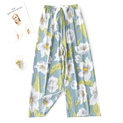 Fdfklak INS Δίκτυ Κόκκινο παντελόνι πιτζάμα Γυναικείο παντελόνι με φαρδιά στάμπα Άνοιξη Καλοκαίρι Λεπτά υπνοδωμάτια Παντελόνια σπιτιού домашние штаны