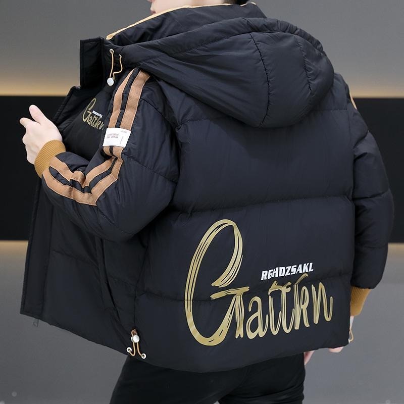 Iarna 2024, noua tendință masculină, jachetă pentru bărbați, largi, scurtă, de modă, mozaic, îmbrăcăminte caldă, ocazională, cu glugă, de dimensiuni mari