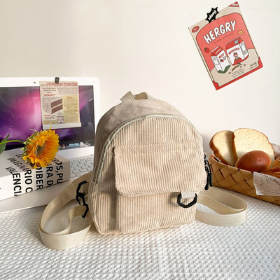 Μόδα Γυναικεία μίνι σακίδιο πλάτης Κοτλέ τσάντες Απλές μονόχρωμες τσάντες πλάτης Φοιτητικές τσάντες βιβλιοθήκες Ταξιδιωτικά σακίδια 2023