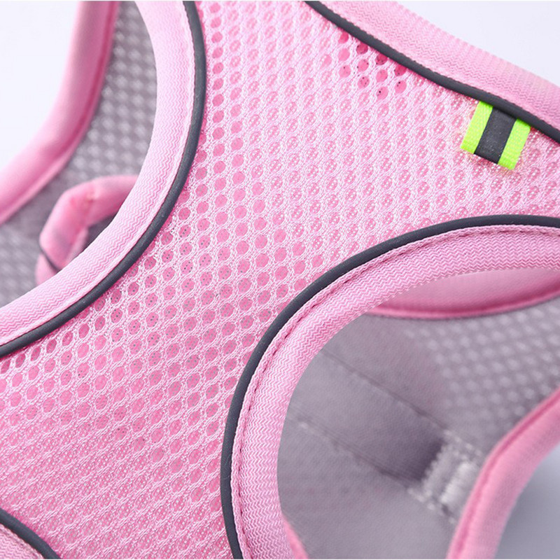 Set de ham și lesă ajustabil pentru câini de talie mică, ham de plasă respirabil, vestă, guler reflectorizant pentru cățeluș, produse de dresaj pentru animale de companie