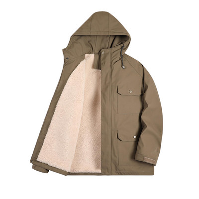 Ανδρικά 2023 Winter Men Outdoor Αδιάβροχα μπουφάν Cargo με κουκούλα Ανδρικά μπουφάν χειμωνιάτικα ζεστά με πολλές τσέπες Αποσπώμενα καπέλο ανδρικά μπουφάν