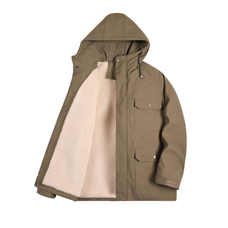 Ανδρικά 2023 Winter Men Outdoor Αδιάβροχα μπουφάν Cargo με κουκούλα Ανδρικά μπουφάν χειμωνιάτικα ζεστά με πολλές τσέπες Αποσπώμενα καπέλο ανδρικά μπουφάν