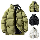 2023 Streetwear Iarna Nouă Mantocă Retro Parka Bărbați Jachetă cu bule de diferite culori Jachetă supradimensionată, caldă, solidă, Jachetă puf din piele intoarsa artificiala