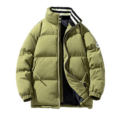 2023 Streetwear Iarna Nouă Mantocă Retro Parka Bărbați Jachetă cu bule de diferite culori Jachetă supradimensionată, caldă, solidă, Jachetă puf din piele intoarsa artificiala