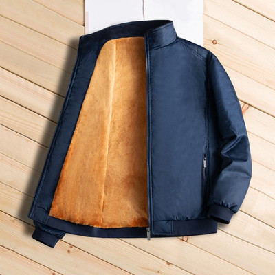 Meeste riided Meeste tõmblukk isa seemisnahast Trench-mantel Tugev pealismantel Velvet Outwear Stcollar õues talvejoped soojad mantlid