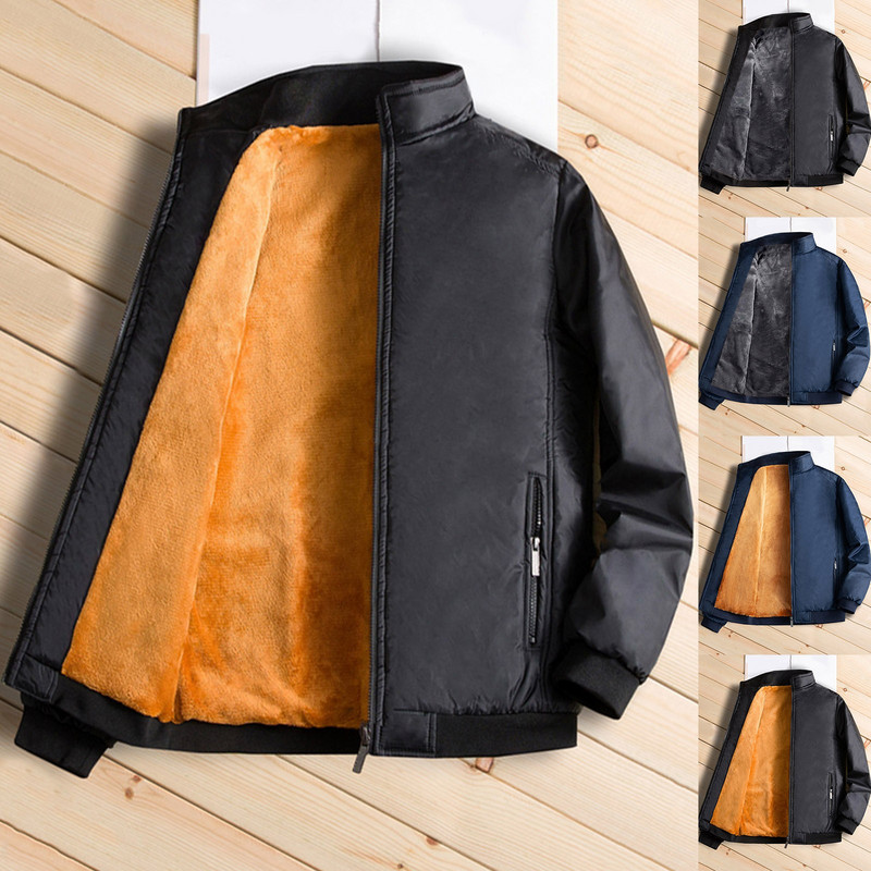 Meeste riided Meeste tõmblukk isa seemisnahast Trench-mantel Tugev pealismantel Velvet Outwear Stcollar õues talvejoped soojad mantlid