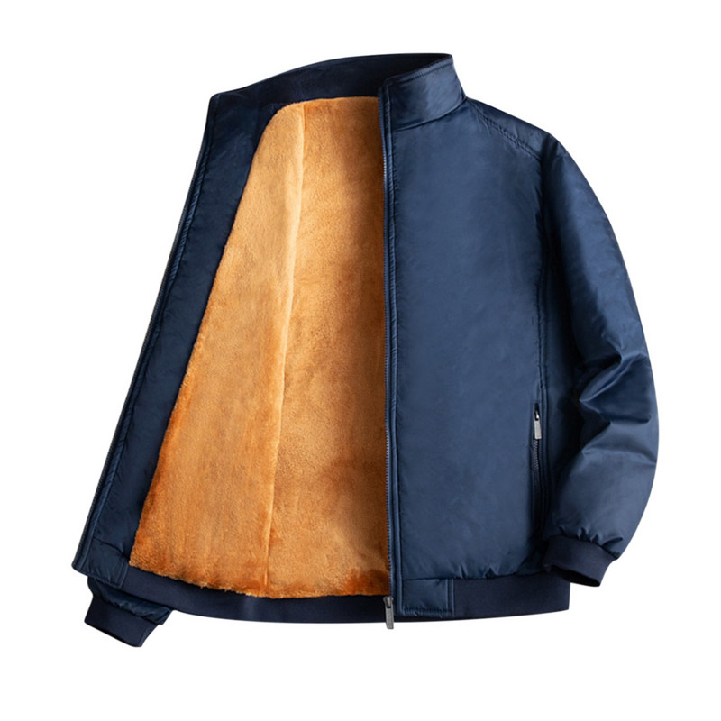 Meeste riided Meeste tõmblukk isa seemisnahast Trench-mantel Tugev pealismantel Velvet Outwear Stcollar õues talvejoped soojad mantlid