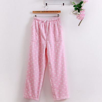 Παντελόνι χειμωνιάτικης πιτζάμα Γυναικείο κοραλλί φλις ελαστικό παντελόνι Φθινοπωρινό Πυζά με στάμπα Νυχτικά Plus βελούδινο ζεστό φανελένιο παντελόνι για το σπίτι