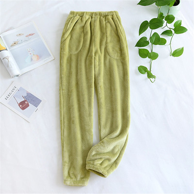 Παντελόνι χειμωνιάτικης πιτζάμα Γυναικείο κοραλλί φλις ελαστικό παντελόνι Φθινοπωρινό Πυζά με στάμπα Νυχτικά Plus βελούδινο ζεστό φανελένιο παντελόνι για το σπίτι