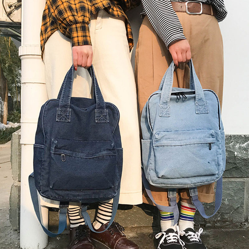 Fashion Girl College Σχολική τσάντα Casual Νέα απλή γυναικεία τσάντα πλάτης τζιν Σακίδια για εφηβική τσάντα ώμου ταξιδιού Σακίδιο πλάτης