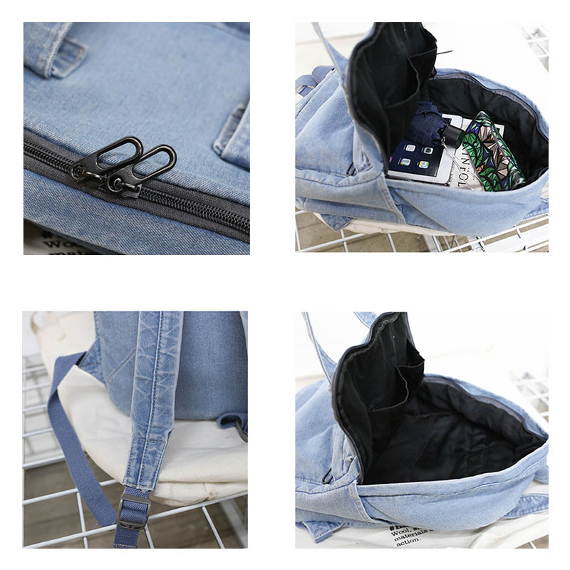 Fashion Girl College Σχολική τσάντα Casual Νέα απλή γυναικεία τσάντα πλάτης τζιν Σακίδια για εφηβική τσάντα ώμου ταξιδιού Σακίδιο πλάτης