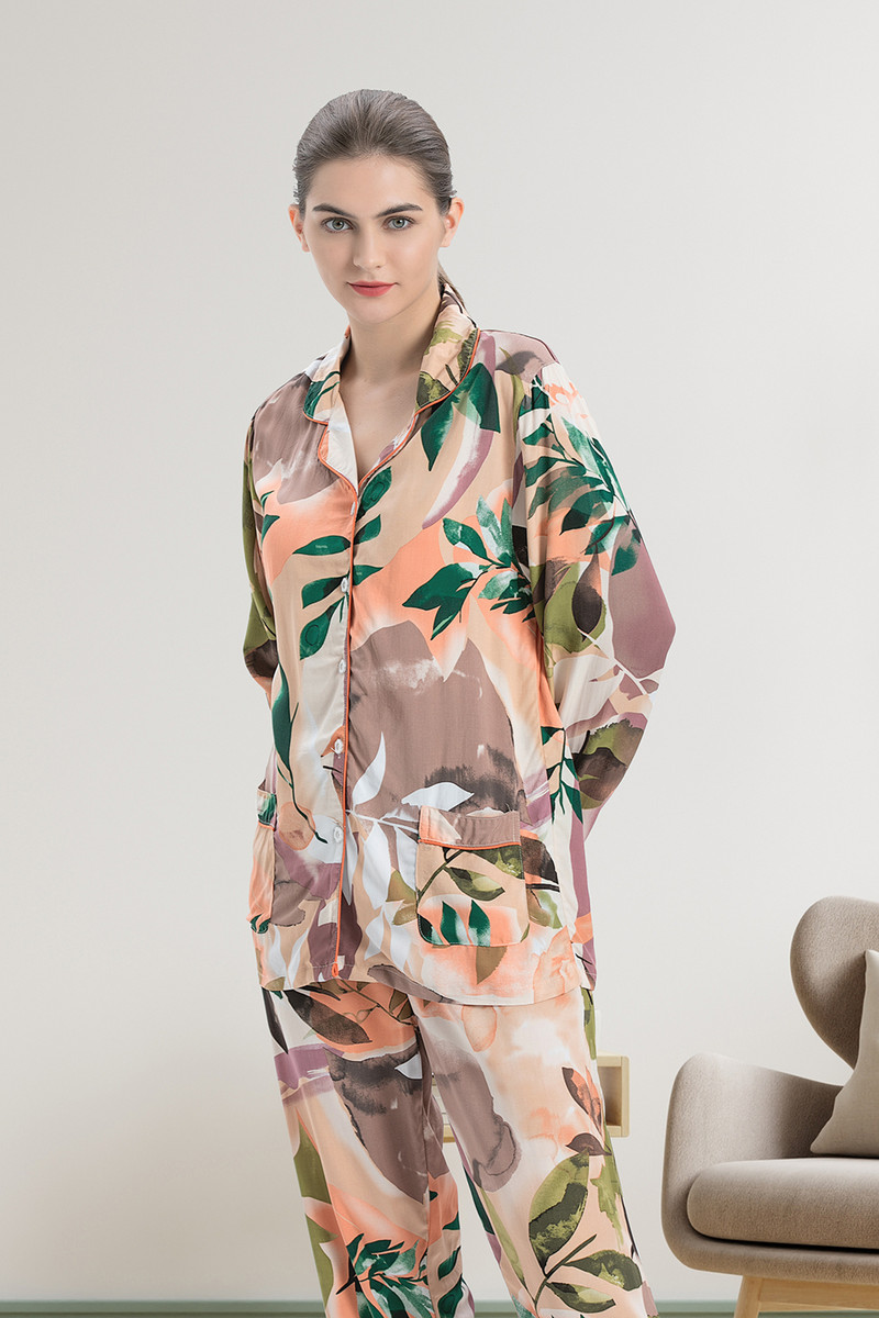 Nove ženske hlače s dugim rukavima od 100% viskoze, kompleti kratkih pidžama jednostavnog stila, ženska kućna posluga