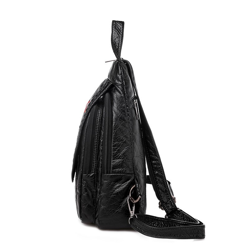 MJ Naiste PU-nahast seljakotid Väike reisikott Naistele Pehmest nahast kotikott Naiste tikandiga seljakott