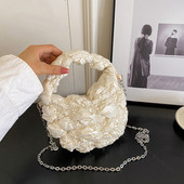 Mini Puffer Tote Τσάντα Cloud τσάντες ώμου για Γυναικείες τσάντες χιαστί με τσαλακωμένη αλυσίδα, τσαντάκι τσαντάκι με επένδυση με κλειδί πουγκί Trend 주름가방