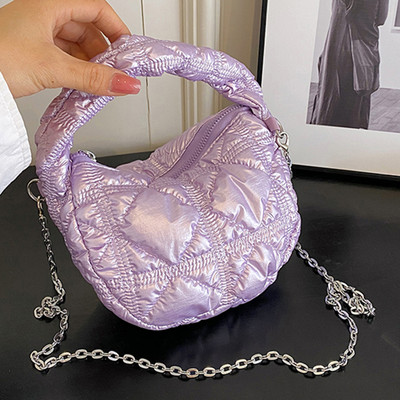 Mini Puffer Tote Τσάντα Cloud τσάντες ώμου για Γυναικείες τσάντες χιαστί με τσαλακωμένη αλυσίδα, τσαντάκι τσαντάκι με επένδυση με κλειδί πουγκί Trend 주름가방