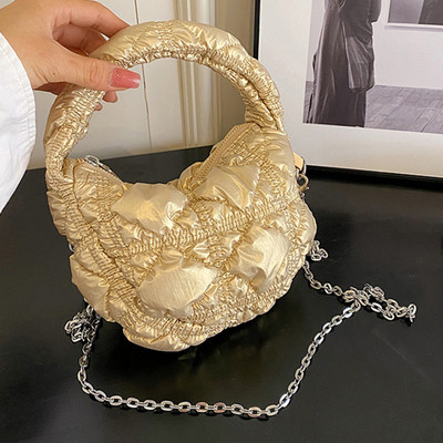 Mini Puffer Tote Τσάντα Cloud τσάντες ώμου για Γυναικείες τσάντες χιαστί με τσαλακωμένη αλυσίδα, τσαντάκι τσαντάκι με επένδυση με κλειδί πουγκί Trend 주름가방