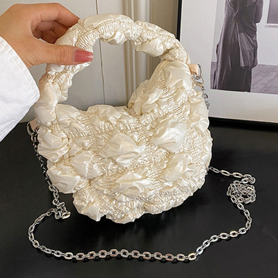 Mini Puffer Tote Τσάντα Cloud τσάντες ώμου για Γυναικείες τσάντες χιαστί με τσαλακωμένη αλυσίδα, τσαντάκι τσαντάκι με επένδυση με κλειδί πουγκί Trend 주름가방