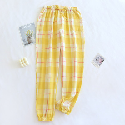 2023 Νεότερο καρό σχέδιο Μακρύ παντελόνι Πιτζάμα Γυναικείο βαμβακερό λεπτό καλοκαιρινό χαλαρό βαμβακερό παντελόνι για το σπίτι