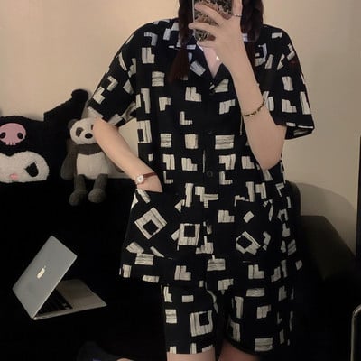 Naiste pidžaamakomplekt Jaapani Kawaii pidžaama karuprintidega pidžaamad teismeliste tüdrukute koduriided, voodipesu, suvi 2022 magamisriided