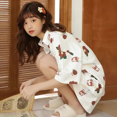 Naiste pidžaamakomplekt Jaapani Kawaii pidžaama karuprintidega pidžaamad teismeliste tüdrukute koduriided, voodipesu, suvi 2022 magamisriided