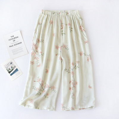 Puuvillast viskoosist lilleprinteriga Caprise magamispüksid naiste kevadsuvisteks elegantsed laia säärega sääsekindlad kodupüksid