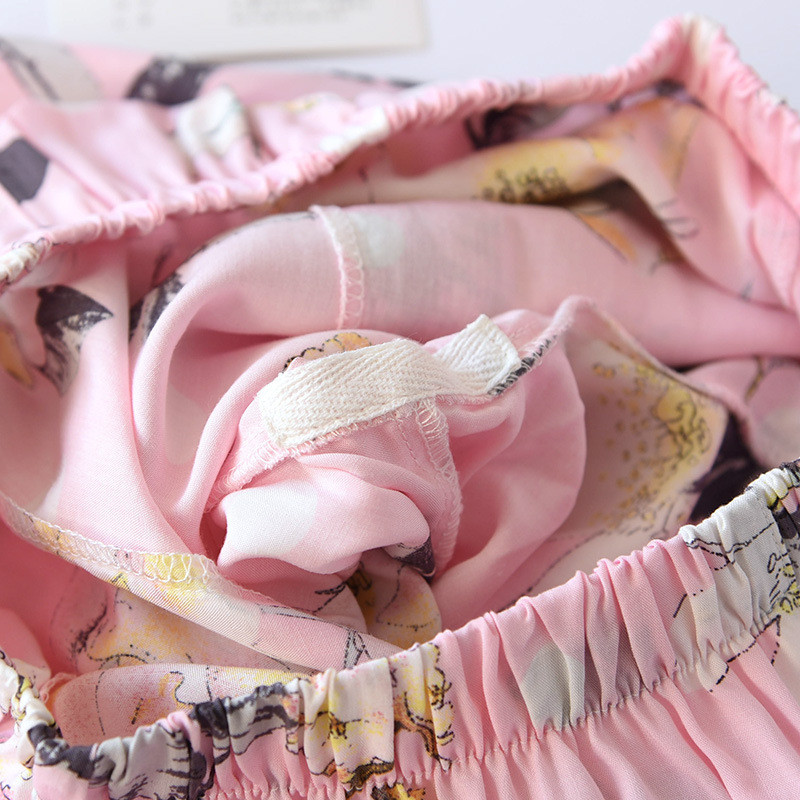 Puuvillast viskoosist lilleprinteriga Caprise magamispüksid naiste kevadsuvisteks elegantsed laia säärega sääsekindlad kodupüksid