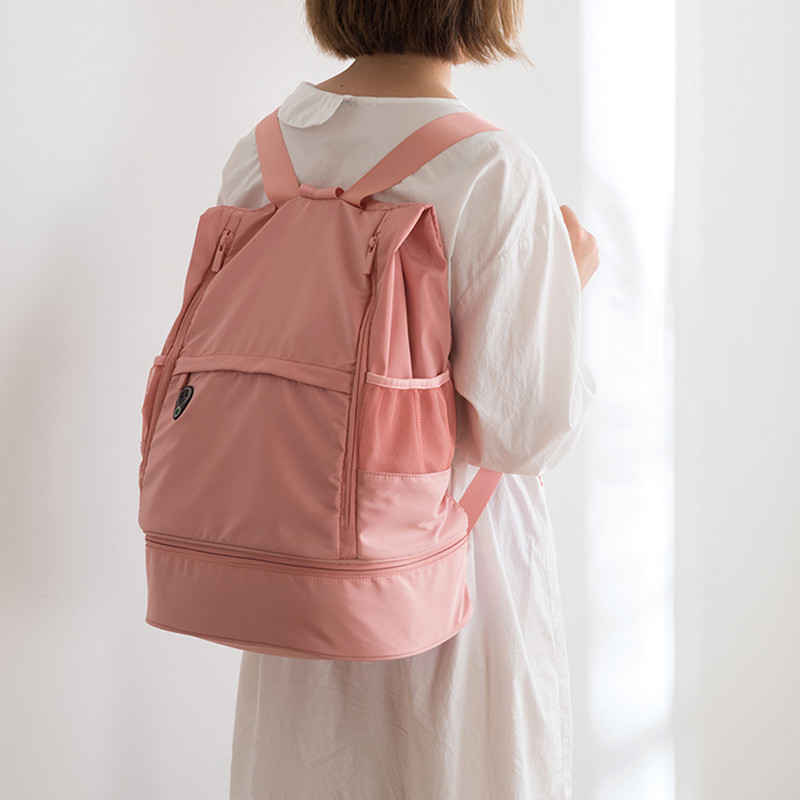 Γυναικείο σακίδιο πλάτης γυμναστικής Υγρό και στεγνό διαχωριστικό τσάντα γυμναστικής μεγάλης χωρητικότητας Ανεξάρτητη αποθήκη παπουτσιών Πολυλειτουργική αθλητική κολύμβηση