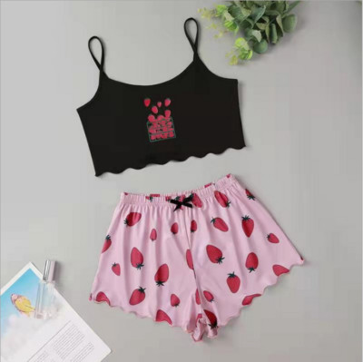 Kuumad naiste magamisriided armsad multifilmiprintidega lühikesed pidžaamad naistele pidžaamakomplekt, armas lühikeste varrukatega V-kaelus ja lühikesed püksid suvepidžaama