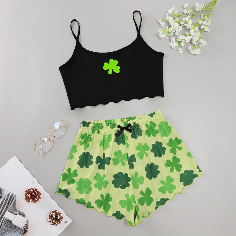 Kuumad naiste magamisriided armsad multifilmiprintidega lühikesed pidžaamad naistele pidžaamakomplekt, armas lühikeste varrukatega V-kaelus ja lühikesed püksid suvepidžaama