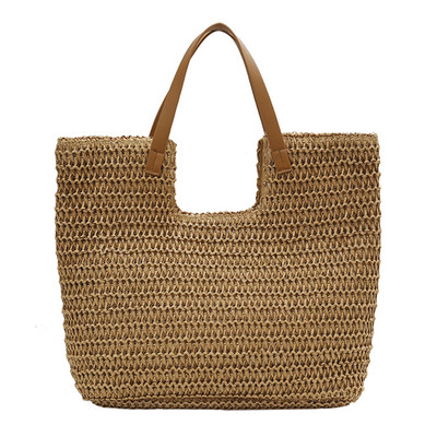 Genți de vară din paie pentru femei Genți de umăr Genți de mână din ratan, geantă cu mâner superior, geantă de plajă din croșetat din rafie, tocuri ocazionale 2023