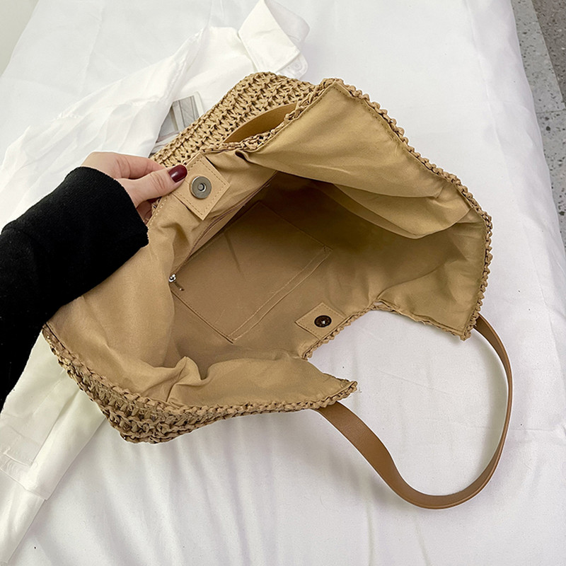 Genți de vară din paie pentru femei Genți de umăr Genți de mână din ratan, geantă cu mâner superior, geantă de plajă din croșetat din rafie, tocuri ocazionale 2023