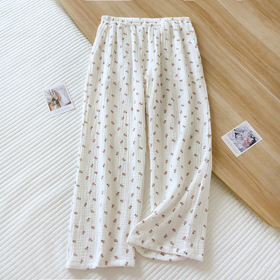 Γυναικεία καλοκαιρινά εμπριμέ κομμένα παντελόνια λεπτό και χαλαρό μέγεθος Άνοιξη και Φθινόπωρο Σπίτι Γυναικεία Sleepwear Παντελόνια Βαμβακερά παντελόνια πιτζάμες