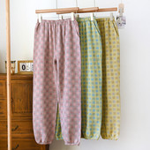 Βαμμένο με νήματα τετράγωνο καρό εμπριμέ μακρύ παντελόνι πιτζάμα Σπίτι Πυτζάμες Βαμβακερές Γυναικείες καλοκαιρινές αντικουνουπικές πιτζάμες μακρύ παντελόνι