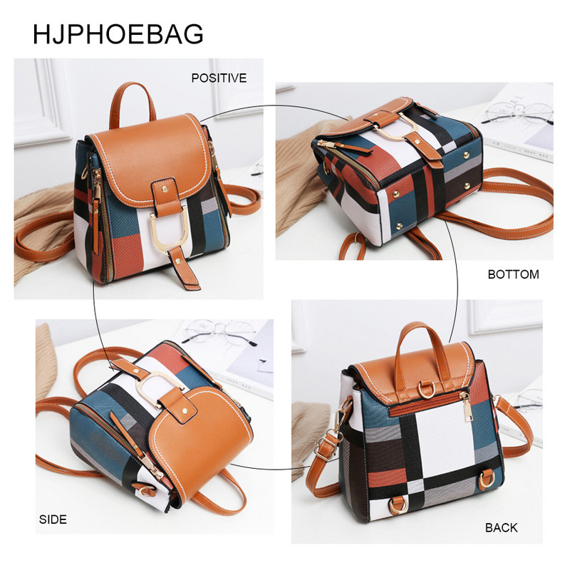 HJPHOEBAG Rucsacuri din piele PU pentru femei, genți de școală pentru femei, genți de umăr de călătorie pentru fete adolescente, mochila YC255