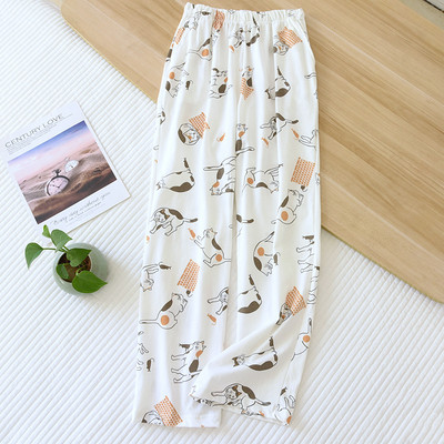 Naiste pehmed pidžaamapüksid kevadeks ja suveks sügiseks kootud puuvillased lahtised püksid Naiste puhkerõivad, trükitud koomiksipüksid