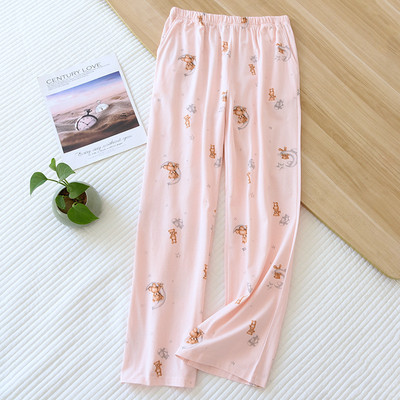 Naiste pehmed pidžaamapüksid kevadeks ja suveks sügiseks kootud puuvillased lahtised püksid Naiste puhkerõivad, trükitud koomiksipüksid