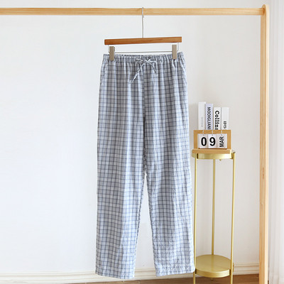Pantaloni de pijama pentru cupluri, bărbați și femei, cu design în carouri, pantaloni lungi din bumbac, toamnă, stil subțire, pantaloni de pijama pentru cupluri largi