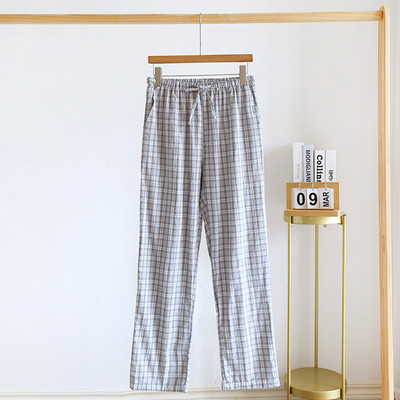 Pantaloni de pijama pentru cupluri, bărbați și femei, cu design în carouri, pantaloni lungi din bumbac, toamnă, stil subțire, pantaloni de pijama pentru cupluri largi